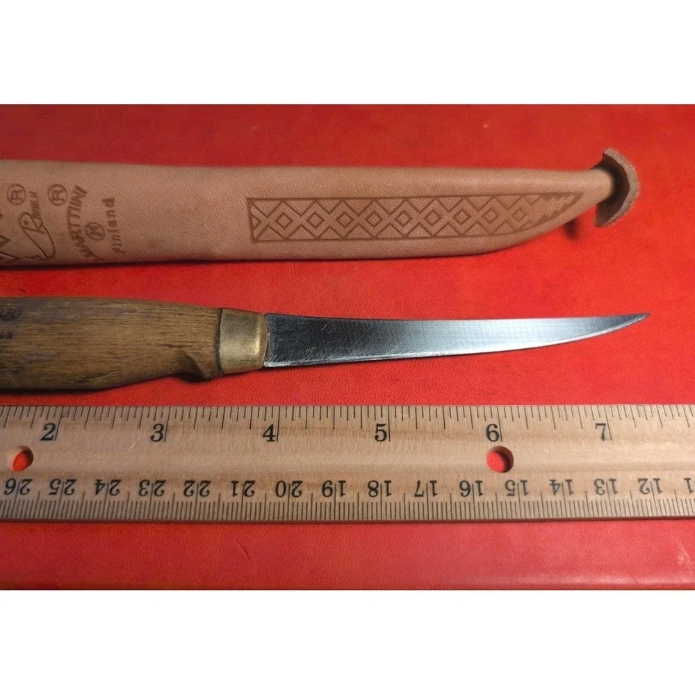 Vintage Rapala J. Marttiini Finland Fillet knife With‎ Leather Sheath Signed 4in
